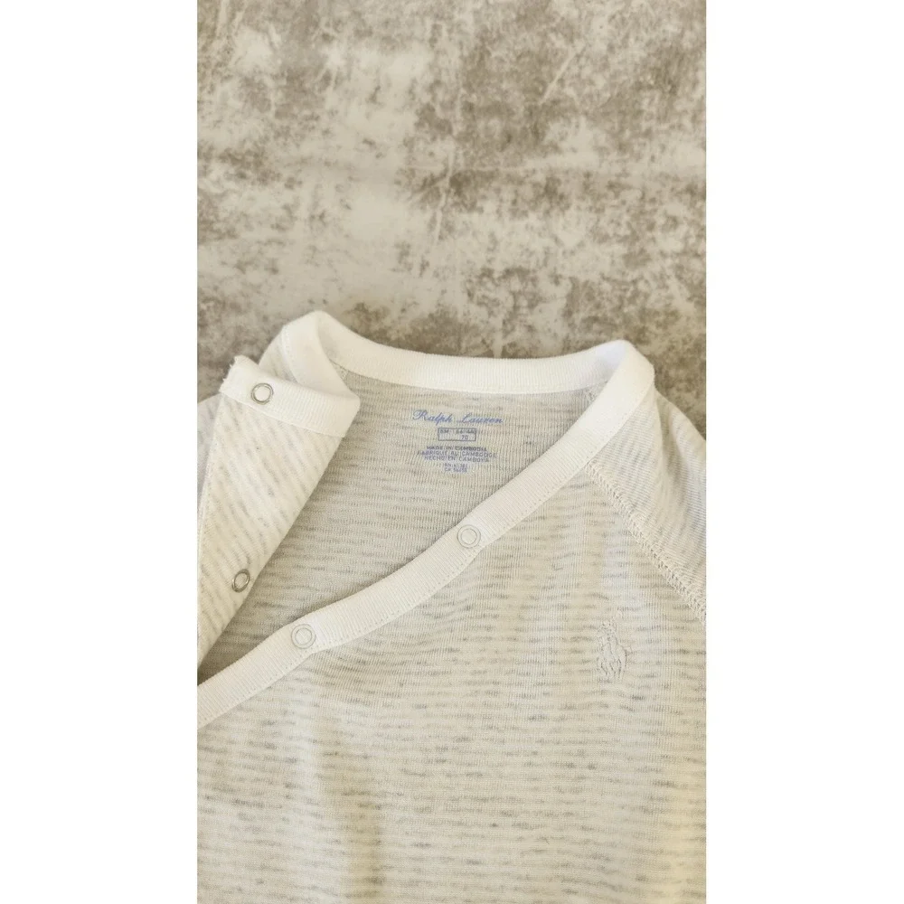 Ralph Lauren Baby Gown Unisex Cream Striped Snap Front Sleep Sack
